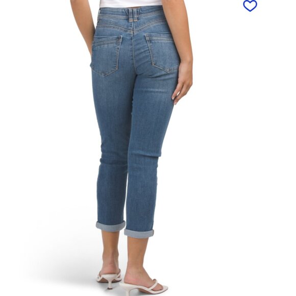 NEW DEMOCRACY Ab Tech Ankle Skimmer Cuffed Jeans in mid blue for women  725 3m7 - Picture 1 of 4